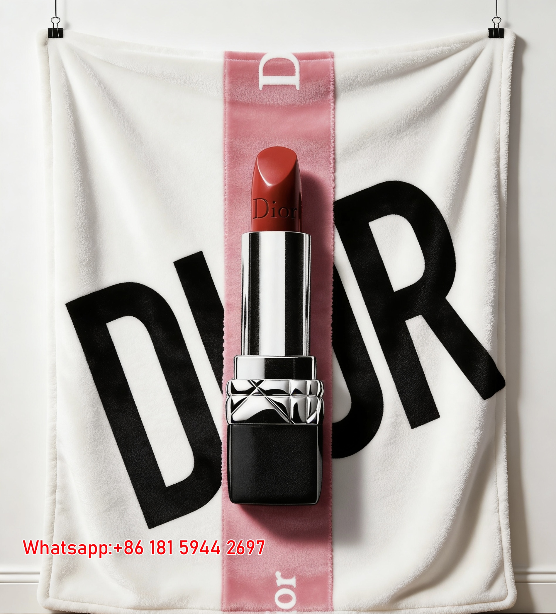 Dior Red Lipstick Flannel Sofa Throw Blanket D324